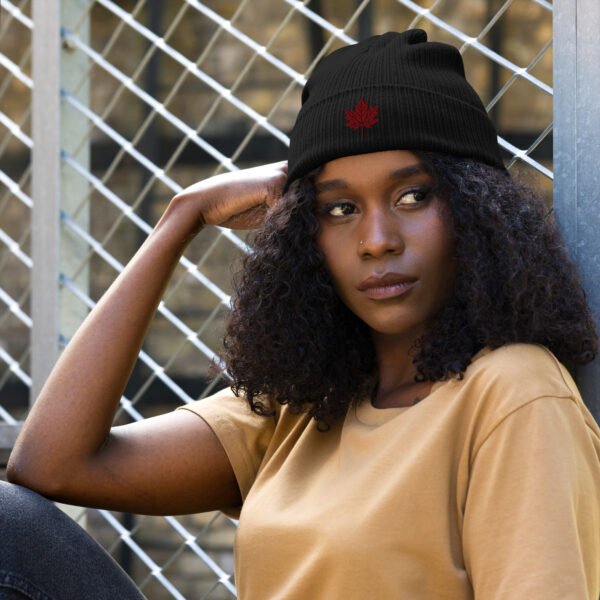 THE TRIBE – Organic ribbed beanie - black - Image 3