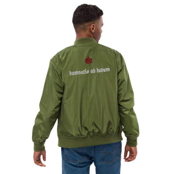 DAMNATIO AD LUDUM. – Premium recycled bomber jacket - unisex - green - Image 8