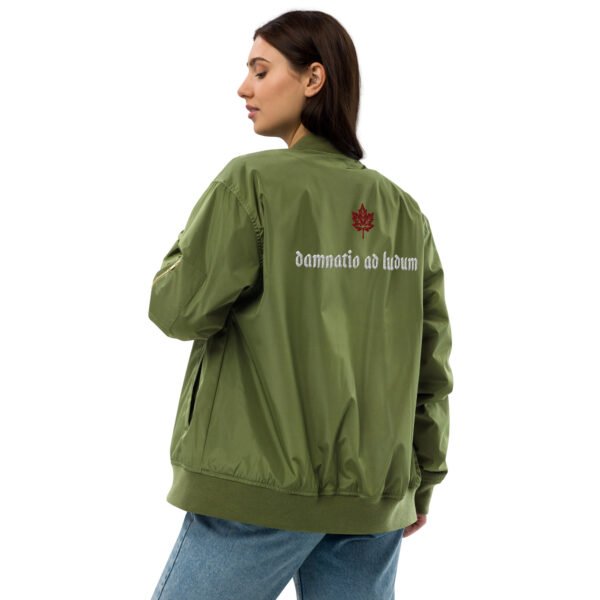 DAMNATIO AD LUDUM. – Premium recycled bomber jacket - unisex - green - Image 12