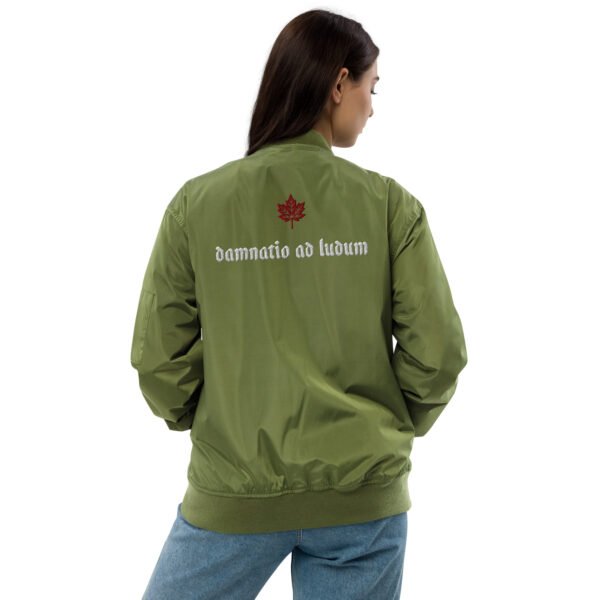 DAMNATIO AD LUDUM. – Premium recycled bomber jacket - unisex - green - Image 13
