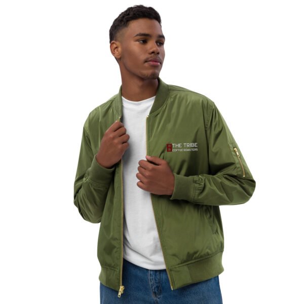 DAMNATIO AD LUDUM. – Premium recycled bomber jacket - unisex - green - Image 3