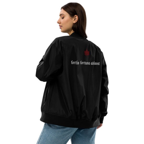 FORTIS FORTUNA ADIUVAT. – Premium recycled bomber jacket - unisex - black - Image 8