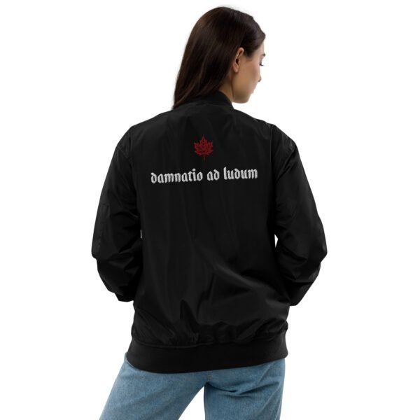 DAMNATIO AD LUDUM. – Premium recycled bomber jacket - unisex - black - Image 18