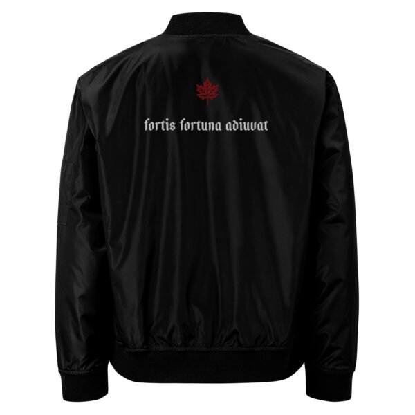 FORTIS FORTUNA ADIUVAT. – Premium recycled bomber jacket - unisex - black - Image 3